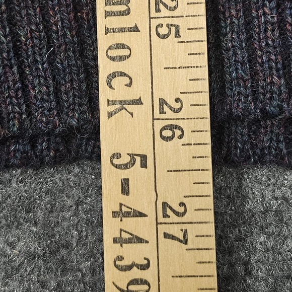 LL Bean Wool Commando Sweater Large Navy Rib Knit Shoulder Elbow Patches Vintage - Picture 7 of 8